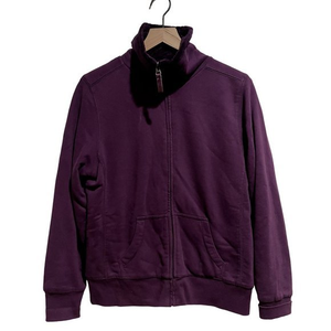 LL Bean Women's Warm Purple Faux Fur Lined Full Zip Cotton Blend Sweater Size ME